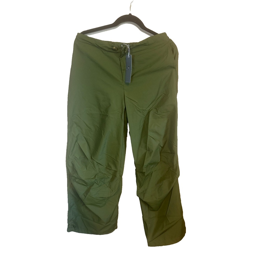 NWT - Tractr Wide Leg Windbreaker Pants Olive Green Size Medium
